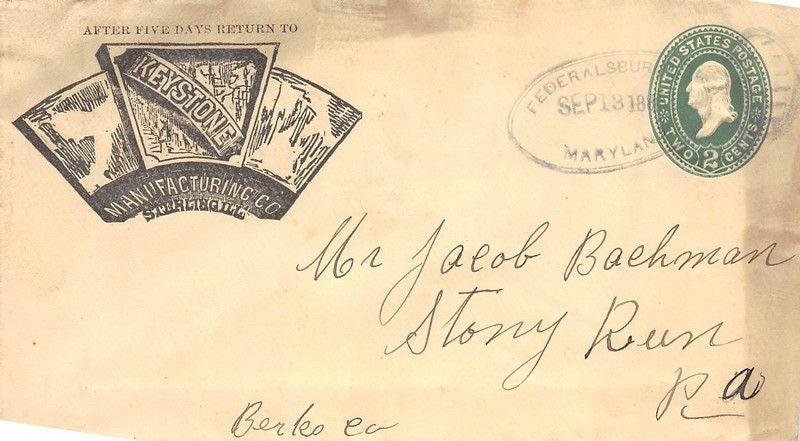 KEYSTONE MANUFACTURING STERLINGILL ANTIQUE GRAPHIC ADVERTISING MAIL COVER 1888 - K-townConsignments