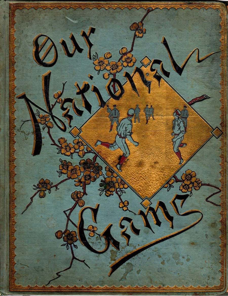 BASEBALL OUR NATIONAL GAME GREAT ANTIQUE GRAPHIC FOLK ART BOOK COVER 10.5x14" - K-townConsignments