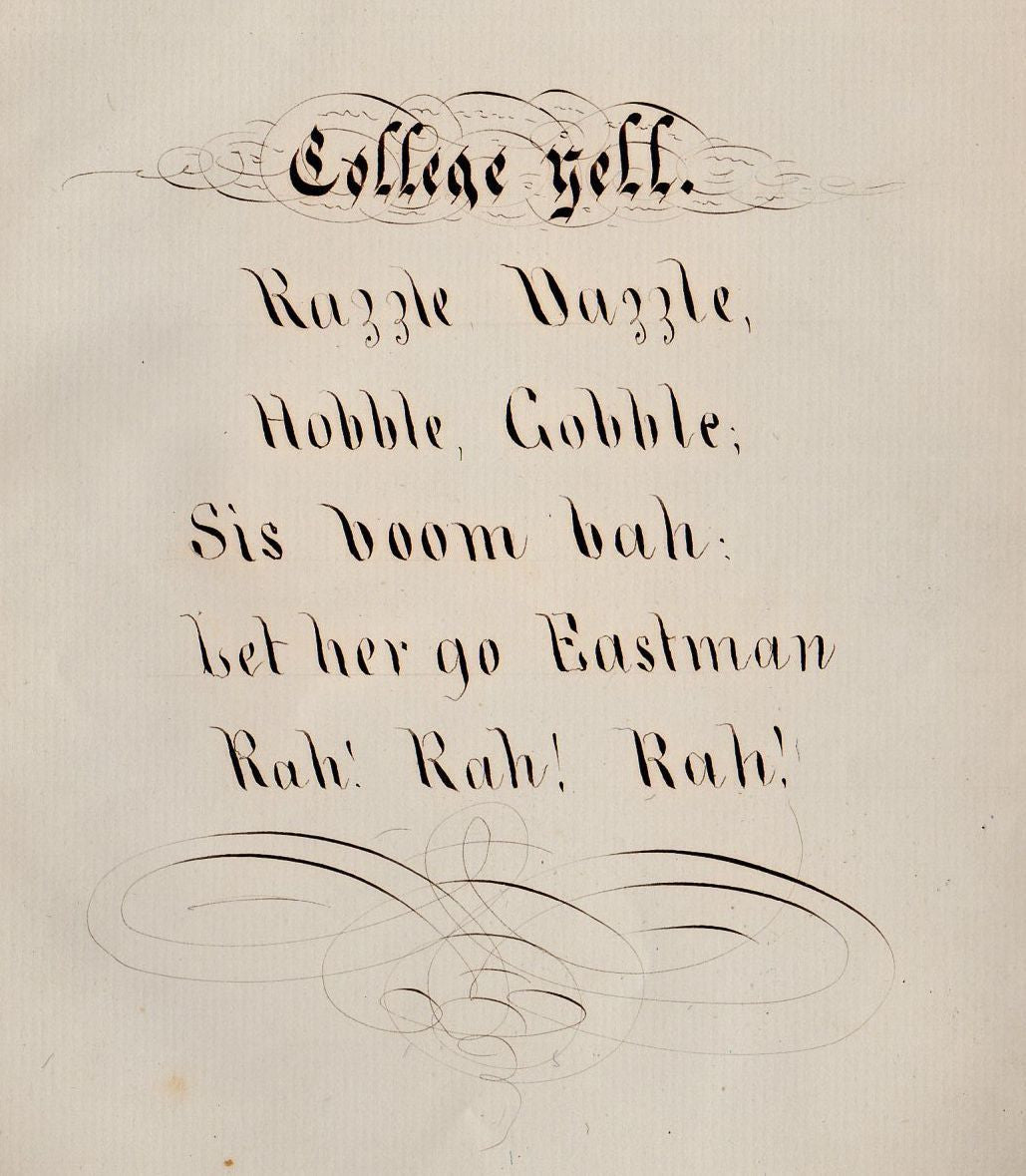 COLLEGE YELL CHEERLEADING POEM ANTIQUE PENMANSHIP FOLK ART CALLIGRAPHY 1891 - K-townConsignments
