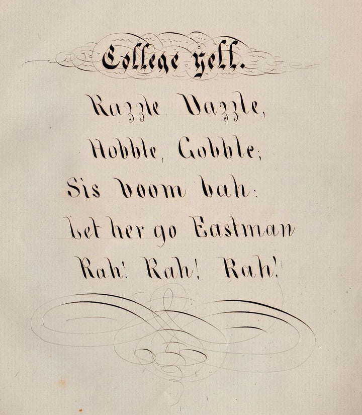 COLLEGE YELL CHEERLEADING POEM ANTIQUE PENMANSHIP FOLK ART CALLIGRAPHY 1891 - K-townConsignments