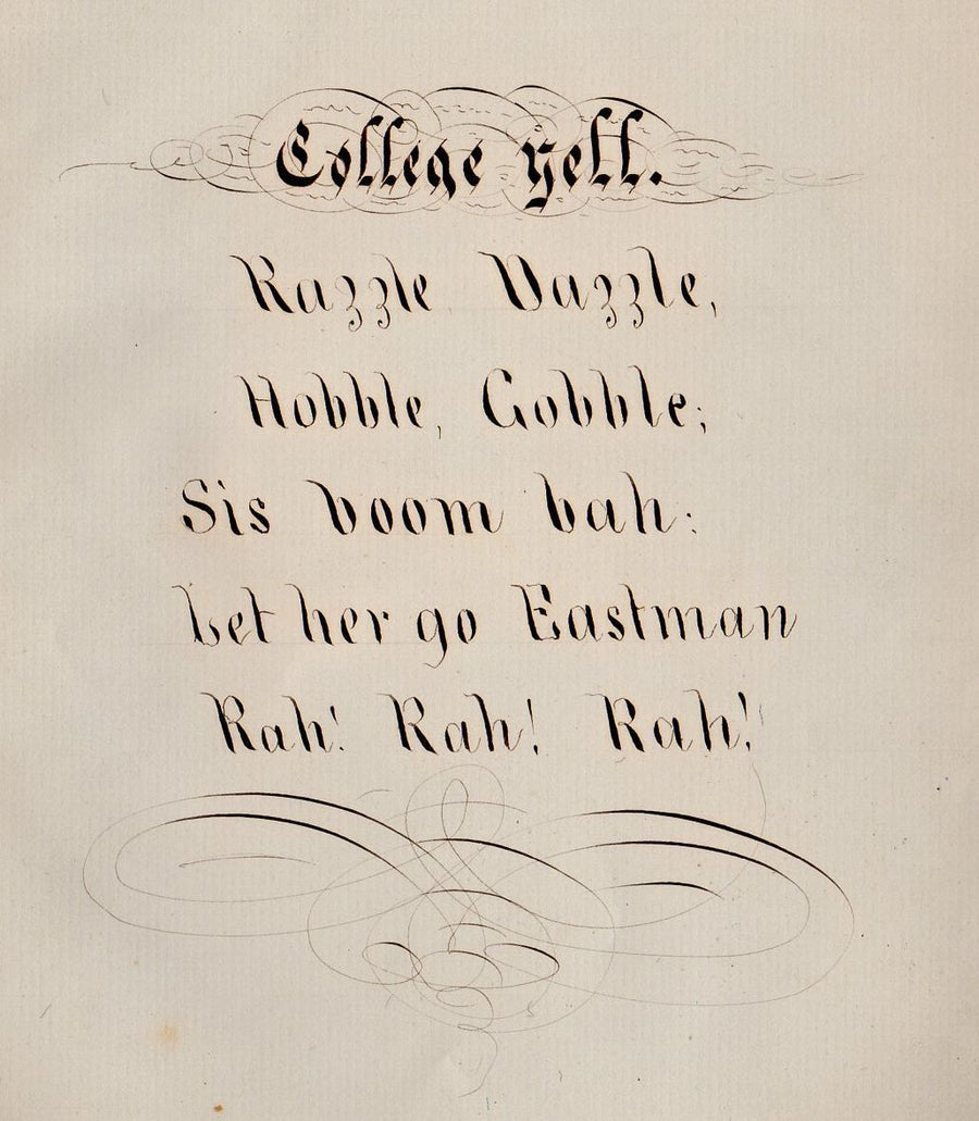 COLLEGE YELL CHEERLEADING POEM ANTIQUE PENMANSHIP FOLK ART CALLIGRAPHY 1891 - K-townConsignments