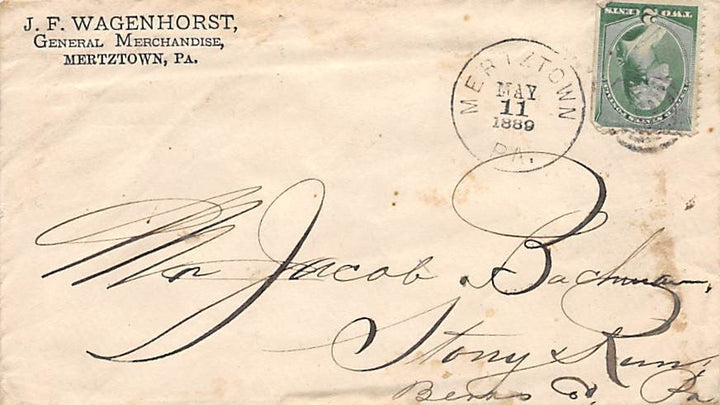 WAGENHORST GENERAL STORE MERTZTOWN PA ANTIQUE AUTOGRAPH SIGNED LETTER & ENVELOPE - K-townConsignments