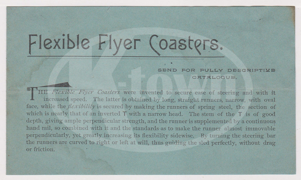 FLEXIBLE FLYER SLEDS ANTIQUE GRAPHIC ADVERTISING SALES FLYER PRICE LIST 1894 - K-townConsignments