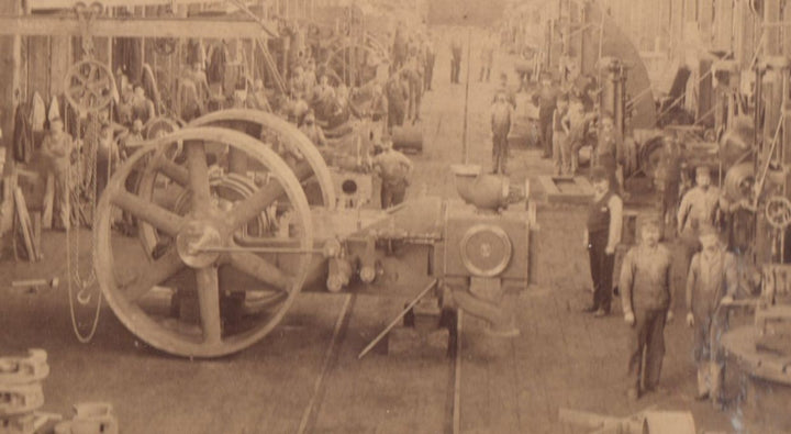 EARLY AMERICAN INDUSTRY MILL FACTORY MACHINERY FACTORY WORKERS ANTIQUE PHOTO - K-townConsignments
