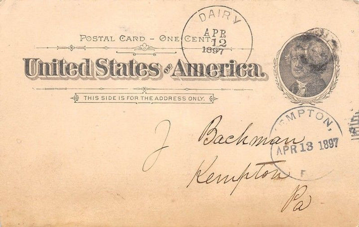 JAMES W. MORE DAIRY NORTHAMPTON PA ANTIQUE AUTOGRAPH SIGNED ADVERTISING POSTCARD - K-townConsignments