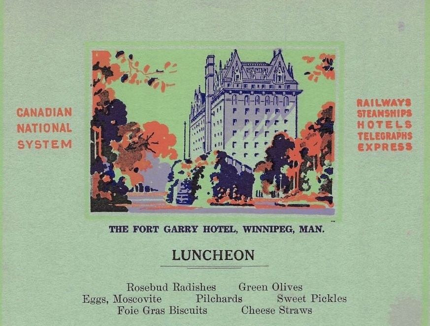 FORT GARRY HOTEL TSS PRINCE ROBERT CANADIAN  STEAMSHIP ANTIQUE LUNCH MENU 1939 - K-townConsignments