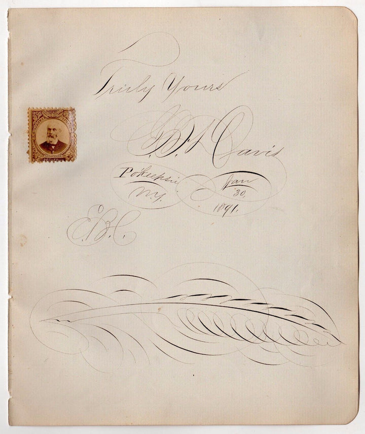 GEORGE DAVIS EASTMAN COLLEGE OWNER POUGHKEEPSIE NY AUTOGRAPHED CALLIGRAPHY 1891 - K-townConsignments