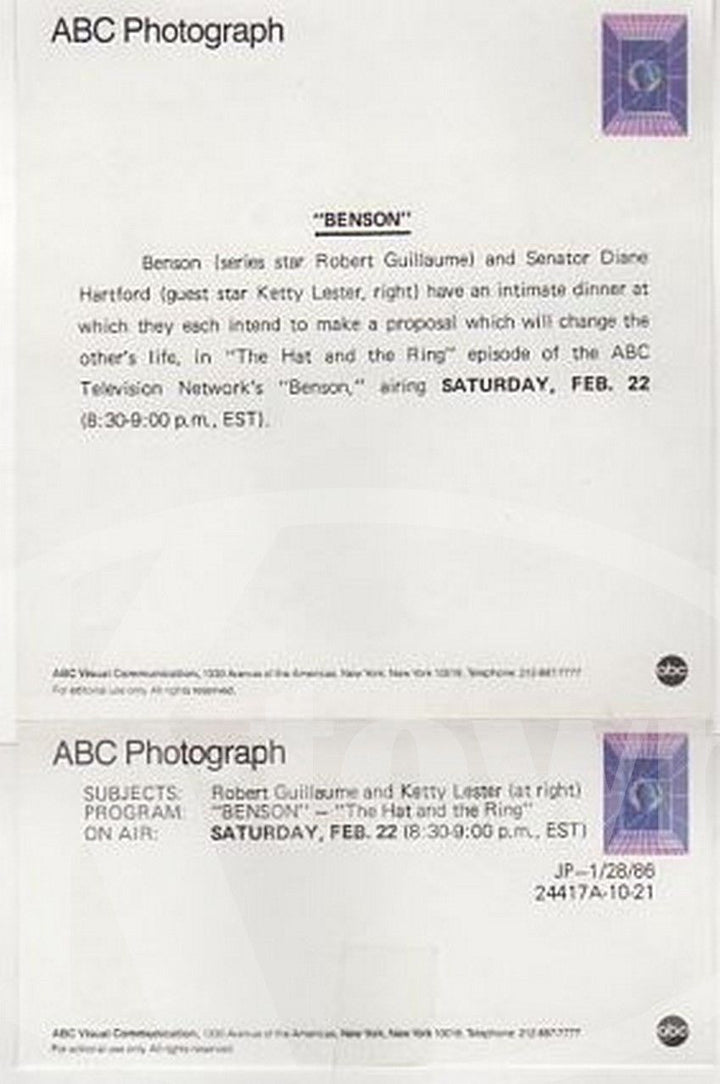 ROBERT GUILLAUME KETTY LESTER BENSON TV SHOW VINTAGE STUDIO PROMO PHOTO - K-townConsignments