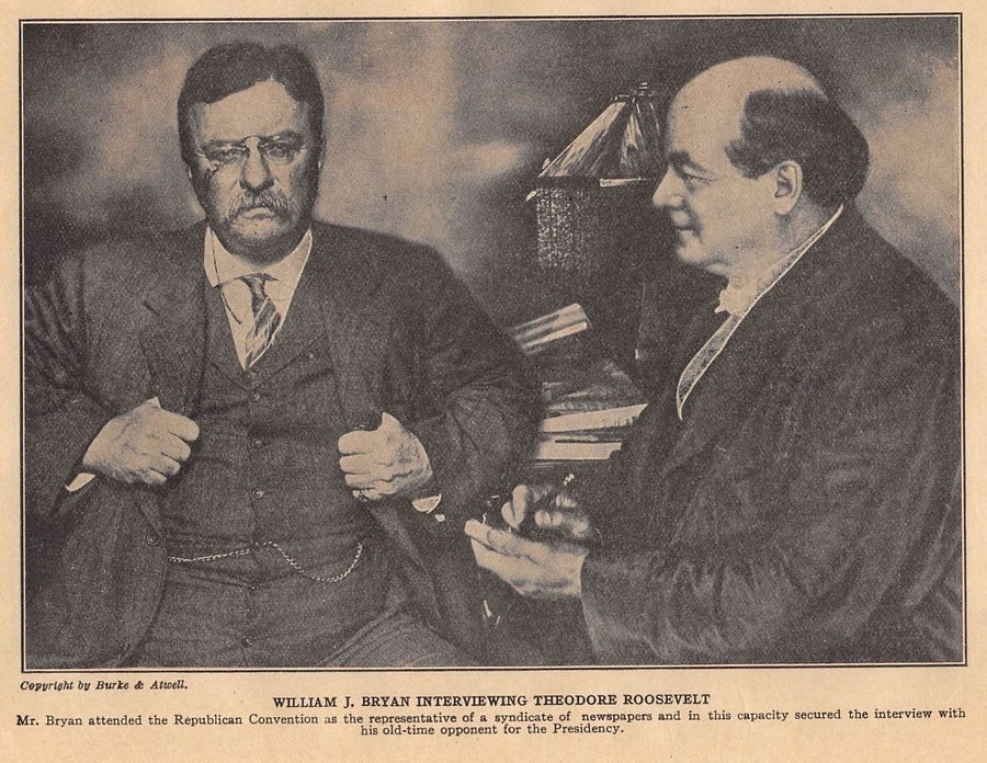 THEODORE ROOSEVELT & WILLIAM JENNING BRYAN INTERVIEW ANTIQUE PHOTO PRINT 1912 - K-townConsignments