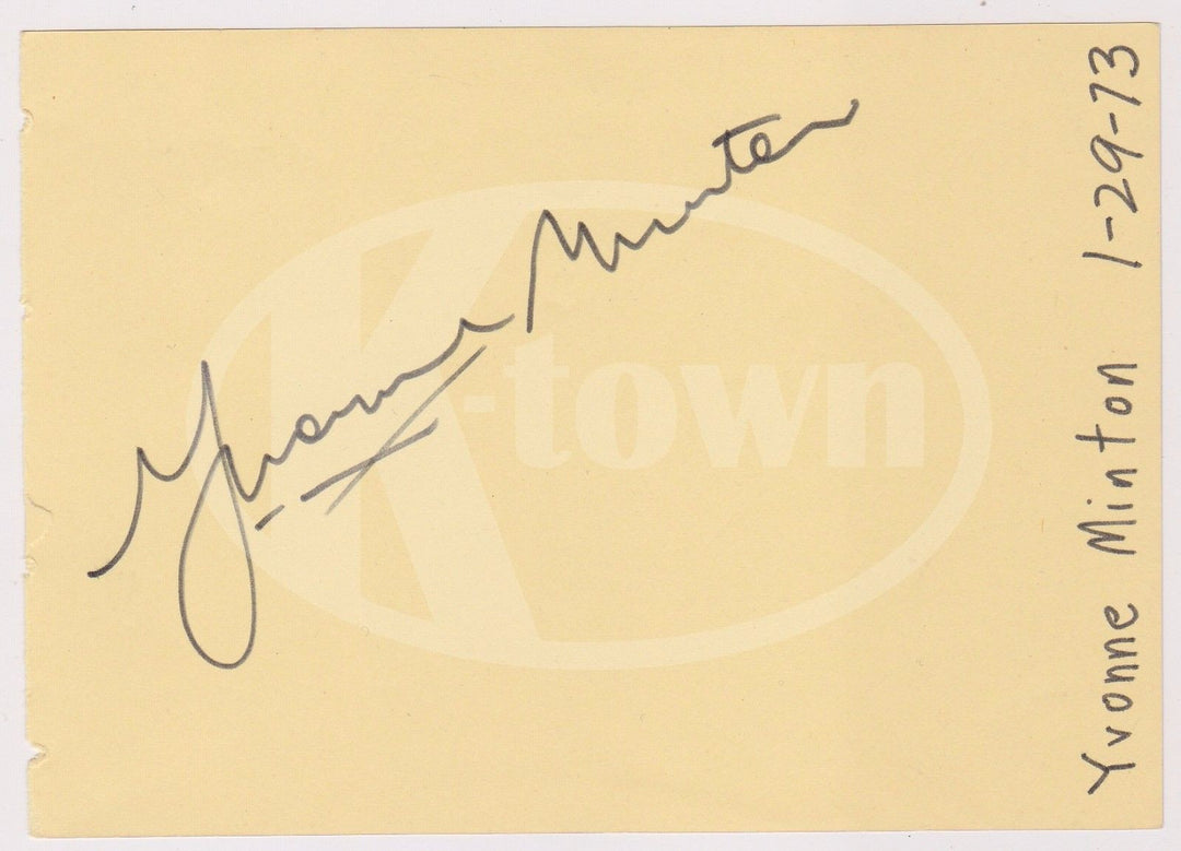 YVONNE MINTON AUSTRALIAN OPERA SINGER ORIGINAL AUTOGRAPH SIGNATURE PAGE 1973 - K-townConsignments