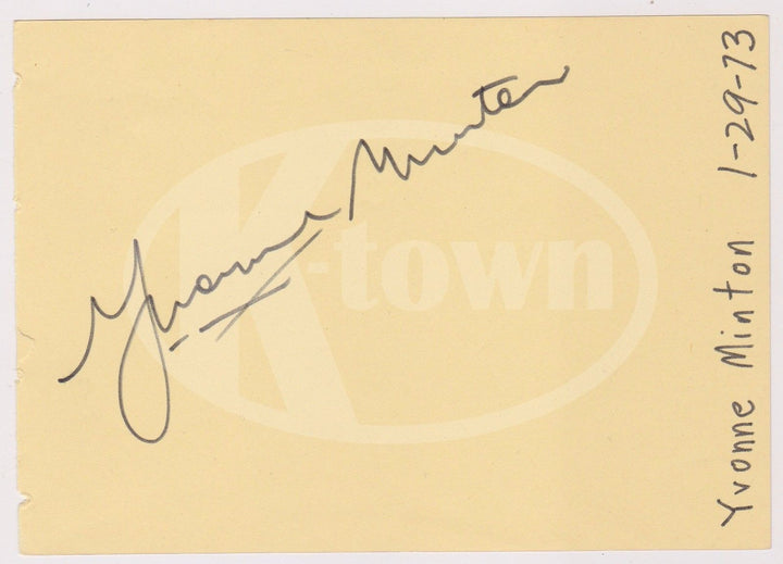 YVONNE MINTON AUSTRALIAN OPERA SINGER ORIGINAL AUTOGRAPH SIGNATURE PAGE 1973 - K-townConsignments