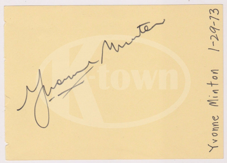 YVONNE MINTON AUSTRALIAN OPERA SINGER ORIGINAL AUTOGRAPH SIGNATURE PAGE 1973 - K-townConsignments