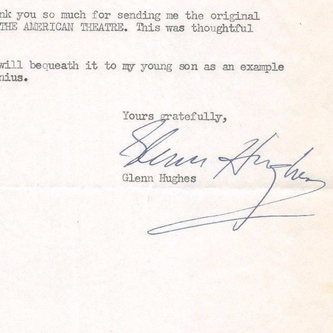 GLENN HUGHES UNIVERSITY OF WASHINGTON ORIGINAL AUTOGRAPH SIGNED LETTER 1955 - K-townConsignments
