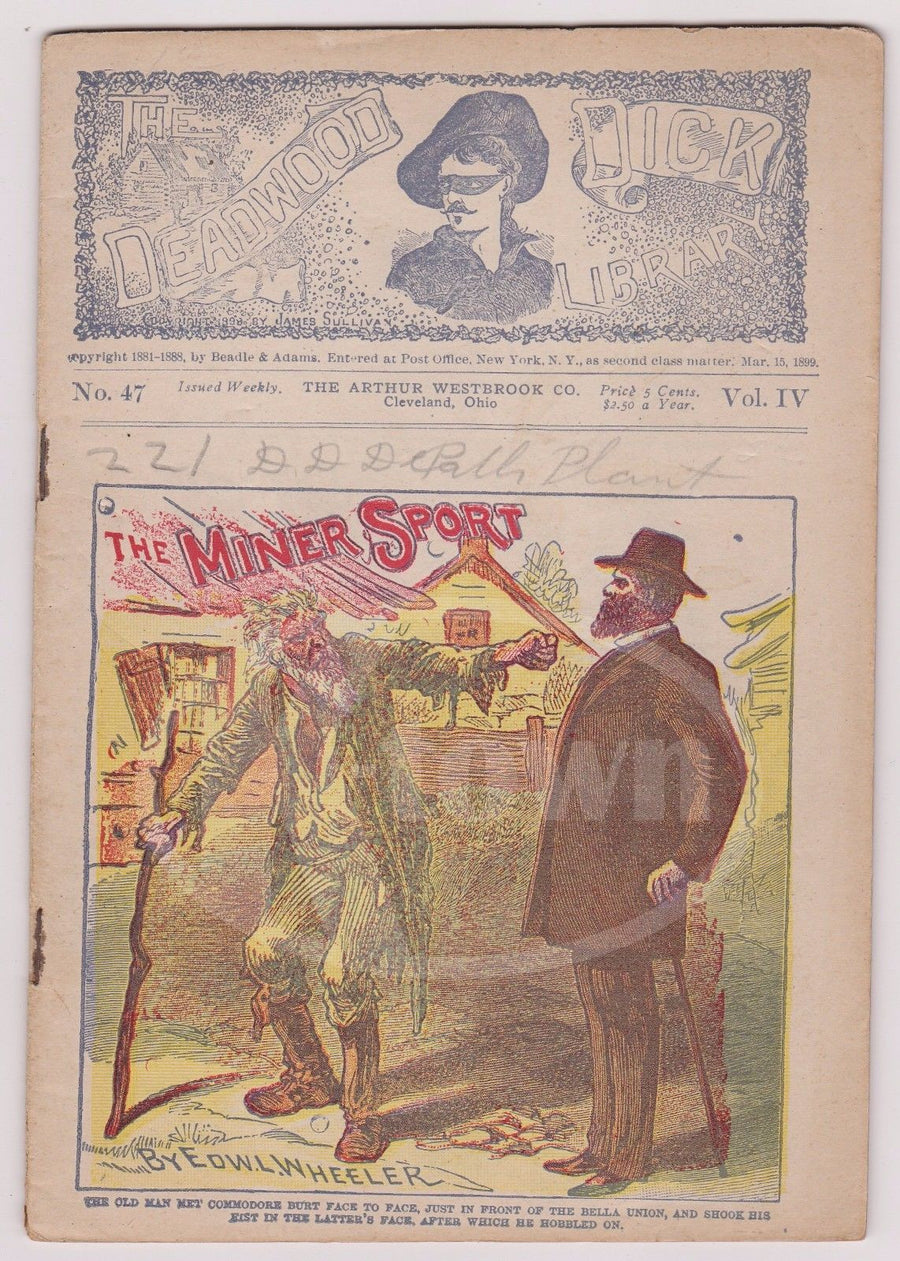 DEADWOOD DICK No. 47 MINOR SPORT ANTIQUE GRAPHIC WESTERN FRONTIER NOVEL 1899 - K-townConsignments