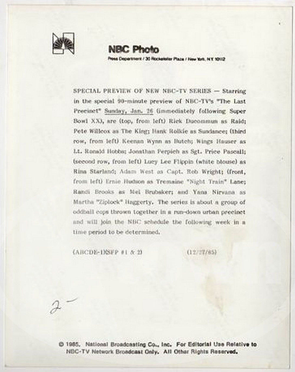 ADAM WEST THE LAST PRECINCT POLICE TV SHOW VINTAGE STUDIO PROMO PHOTO - K-townConsignments