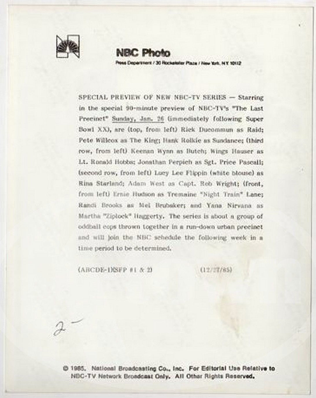 ADAM WEST THE LAST PRECINCT POLICE TV SHOW VINTAGE STUDIO PROMO PHOTO - K-townConsignments