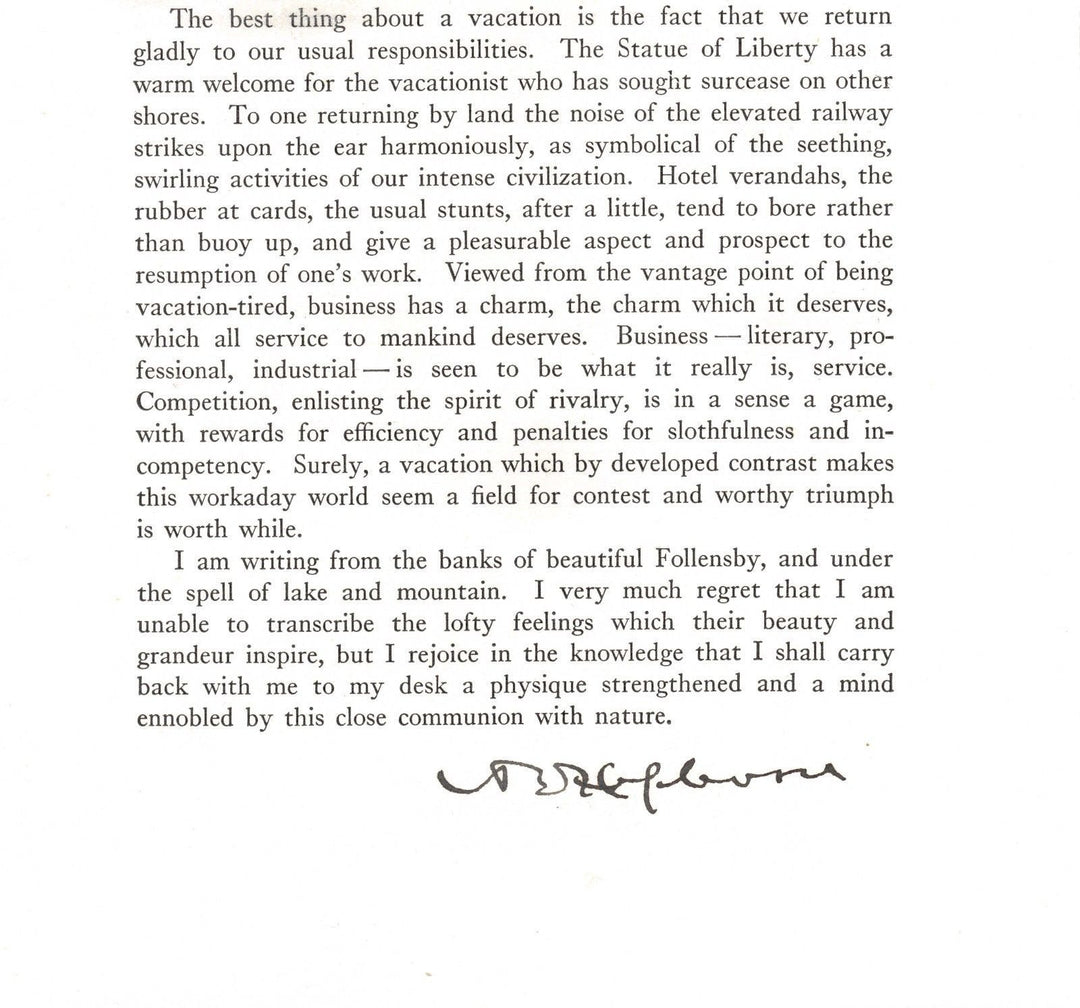 A. BARTON HEPBURN CHASE NATIONAL BANK PRESIDENT ORIGINAL AUTOGRAPH SIGNATURE - K-townConsignments