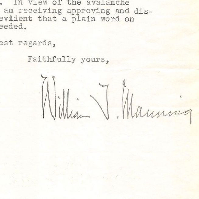 WILLIAM MANNING DIOCESE OF NEW YORK AUTOGRAPH SIGNED SYNOD HOUSE LETTER 1934 - K-townConsignments