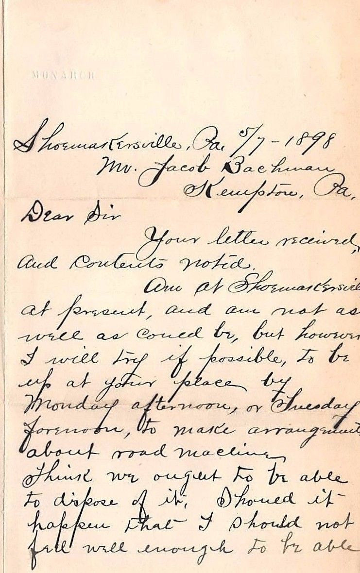 H. K. MILLER SHOEMAKERSVILLE PA FARMING ANTIQUE AUTOGRAPH SIGNED LETTER & MAILER - K-townConsignments