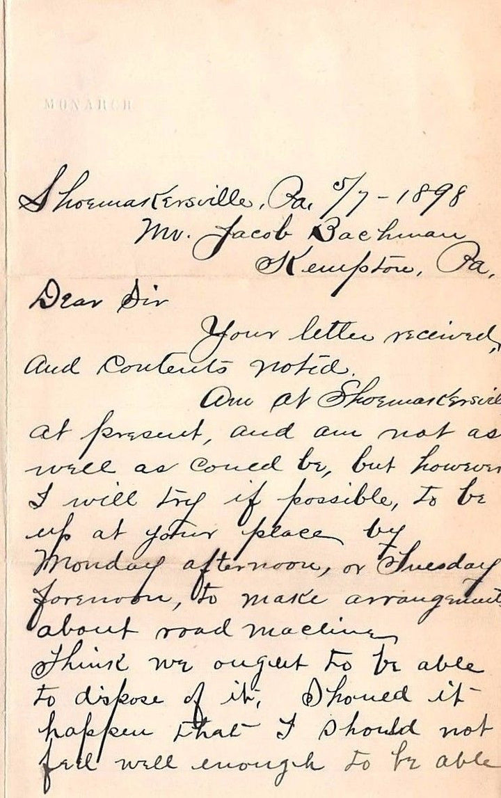 H. K. MILLER SHOEMAKERSVILLE PA FARMING ANTIQUE AUTOGRAPH SIGNED LETTER & MAILER - K-townConsignments