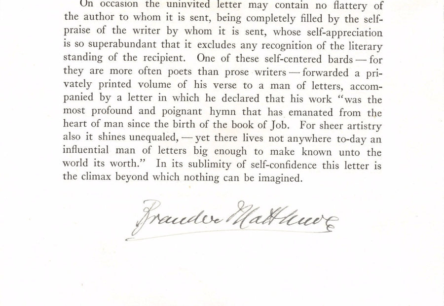 BRANDER MATTHEWS AMERICAN UNIVERSITY AUTHOR ORIGINAL AUTOGRAPH SIGNATURE - K-townConsignments