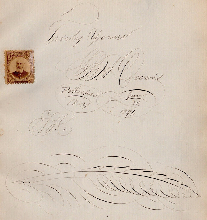 GEORGE DAVIS EASTMAN COLLEGE OWNER POUGHKEEPSIE NY AUTOGRAPHED CALLIGRAPHY 1891 - K-townConsignments