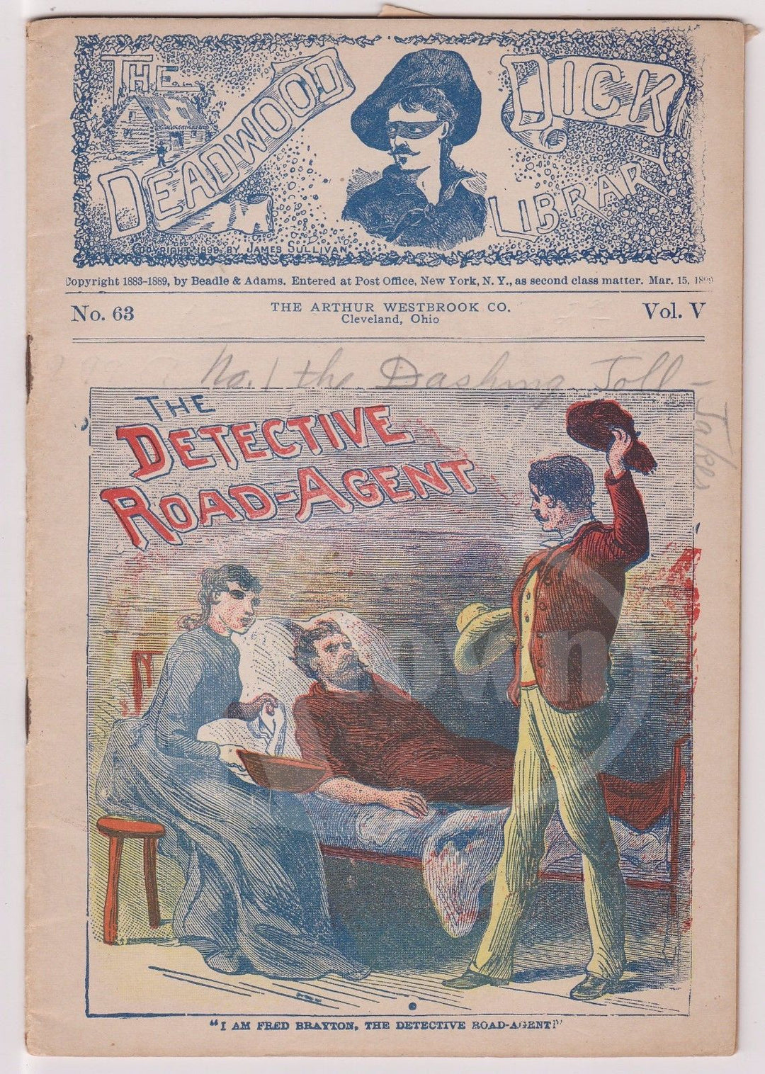 DEADWOOD DICK No. 63 RAILROAD AGENT DETECTIVE ANTIQUE GRAPHIC WESTERN DIME NOVEL - K-townConsignments