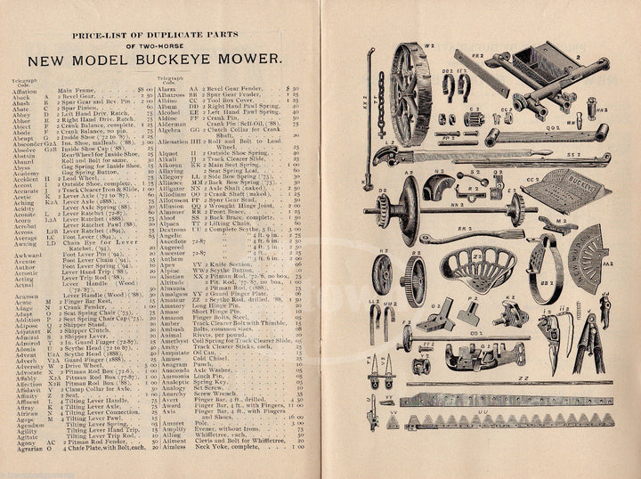 BUCKEYE MOWER & CHAIN GEAR ANTIQUE RICHARDSON WORCESTER MA FARM TOOL PRICE LIST - K-townConsignments