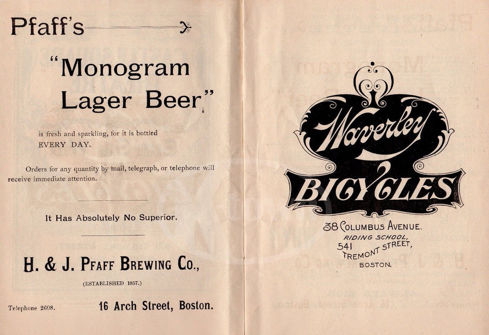 FAUST CASTLE SQUARE THEATRE PLAY ANTIQUE PLAYBILL W/ BICYCLE ADVERTISING 1896 - K-townConsignments