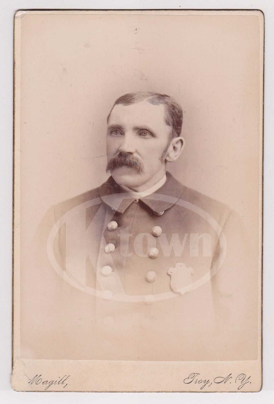 TROY NEW YORK POLICE OFFICER IN UNIFORM ANTIQUE CABINET PHOTO BY ZEPH MAGILL - K-townConsignments