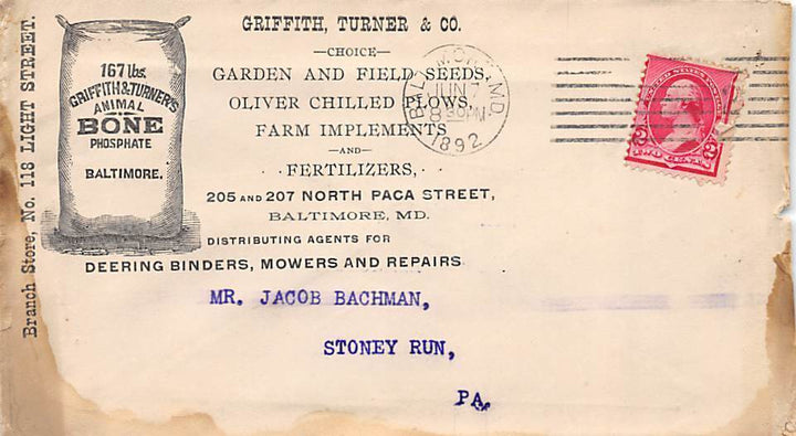 GRIFFITH TURNER AGRICULTURAL FERTILIZER ANTIQUE GRAPHIC ADVERTISING LETTER 1892 - K-townConsignments