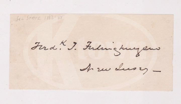FREDERICK THEODORE FRELINGHUYSEN NEW JERSEY POLITICIAN AUTOGRAPH SIGNATURE CLIP - K-townConsignments