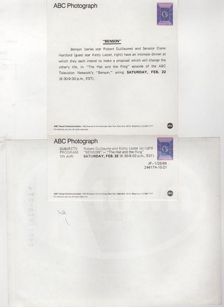 ROBERT GUILLAUME KETTY LESTER BENSON TV SHOW VINTAGE STUDIO PROMO PHOTO - K-townConsignments