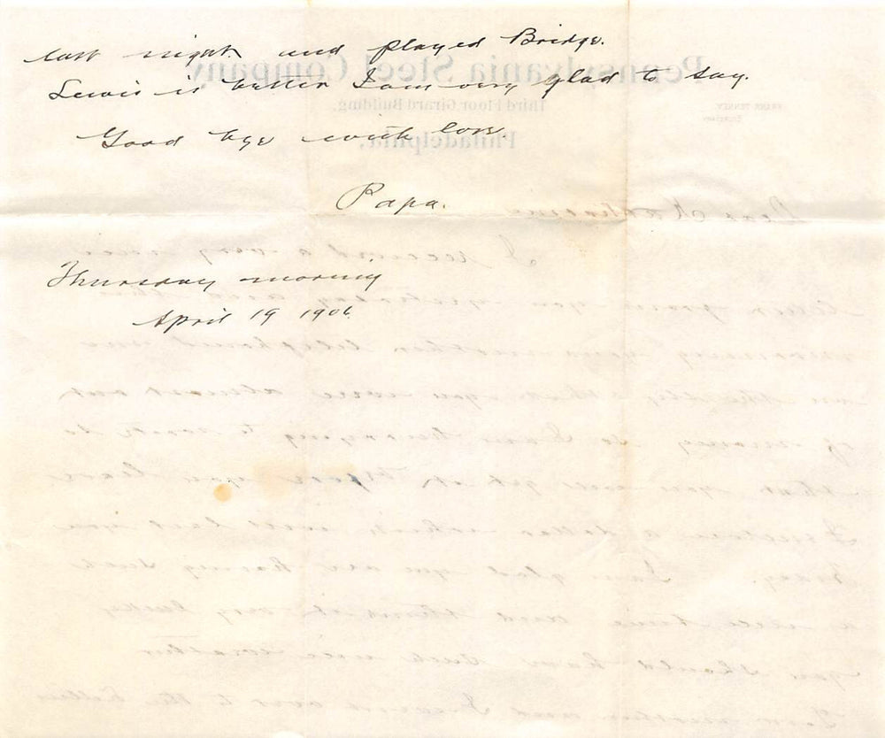PENNSYLVANIA STEEL COMPANY PHILADELPHIA PA ANTIQUE SIGNED ADVERTISING LETTER - K-townConsignments