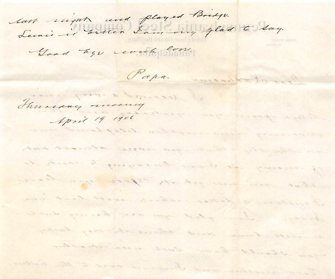 PENNSYLVANIA STEEL COMPANY PHILADELPHIA PA ANTIQUE SIGNED ADVERTISING LETTER - K-townConsignments