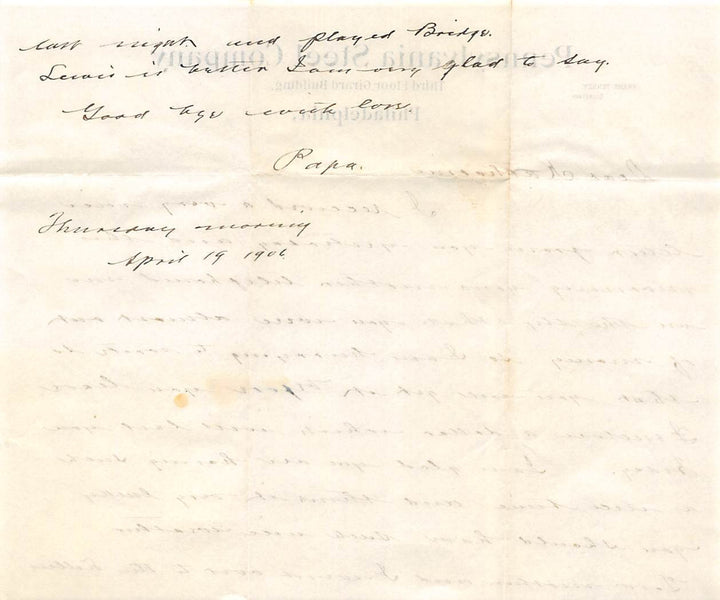 PENNSYLVANIA STEEL COMPANY PHILADELPHIA PA ANTIQUE SIGNED ADVERTISING LETTER - K-townConsignments