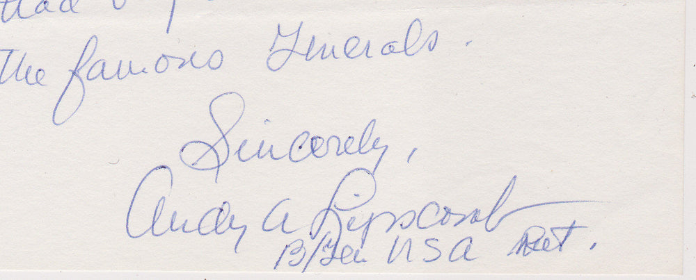 ANDY ARCHER LIPSCOMB US ARMY MAJOR GENERAL ORIGINAL AUTOGRAPH SIGNED LETTER 1983 - K-townConsignments