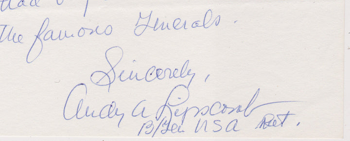 ANDY ARCHER LIPSCOMB US ARMY MAJOR GENERAL ORIGINAL AUTOGRAPH SIGNED LETTER 1983 - K-townConsignments
