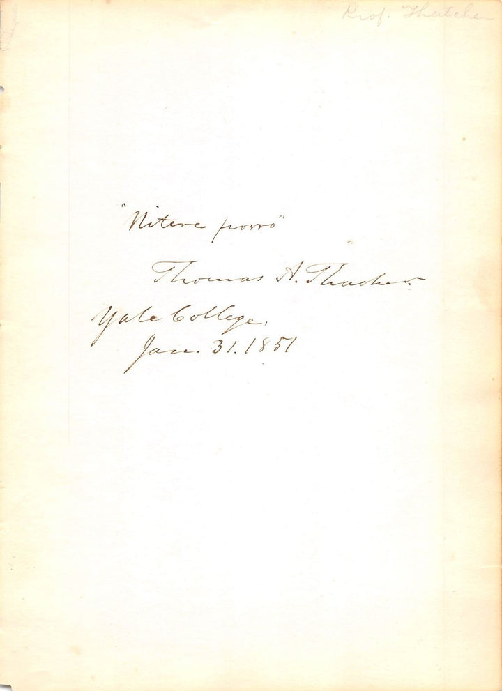 THOMAS ANTHONY THACHER AMERICAN EDUCATOR OF PRINCES ORIGINAL AUTOGRAPH SIGNATURE - K-townConsignments