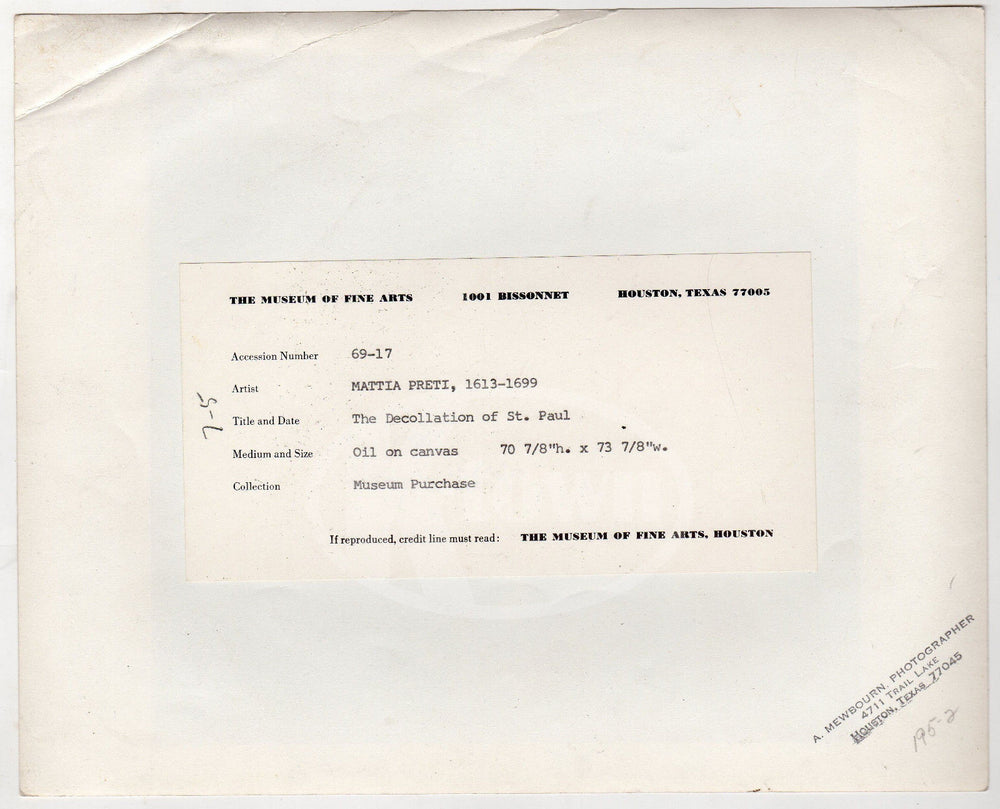 DECOLLATION OF ST. PAUL OIL PAINTING BY MATTIA PRETI VINTAGE MSUEUM GALLERY PHOT - K-townConsignments