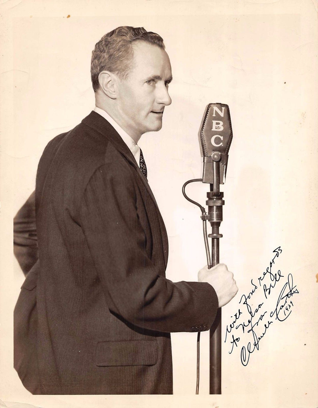 CLEM MCCARTHY RKY & NBC SPORTS NEWSCASTER VINTAGE AUTOGRAPH SIGNED 8X10 PHOTO - K-townConsignments