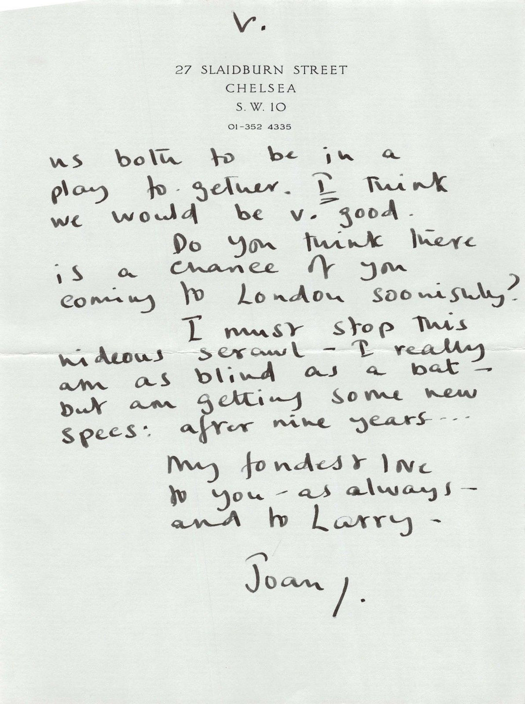 JOAN GREENWOOD KIND HEARTS & CORONETS ACTRESS VINTAGE AUTOGRAPH SIGNED LETTER - K-townConsignments