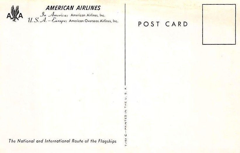 AMERICAN AIRLINES AMERICAN OVERSEAS AIRLINES STEWARDESS VINTAGE PHOTO POSTCARD - K-townConsignments