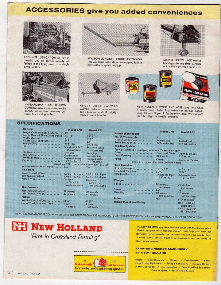 NEW HOLLAND FARM MACHINERY HAYLINER 270 271 VINTAGE GRAPHIC ADVERTISING BROCHURE - K-townConsignments