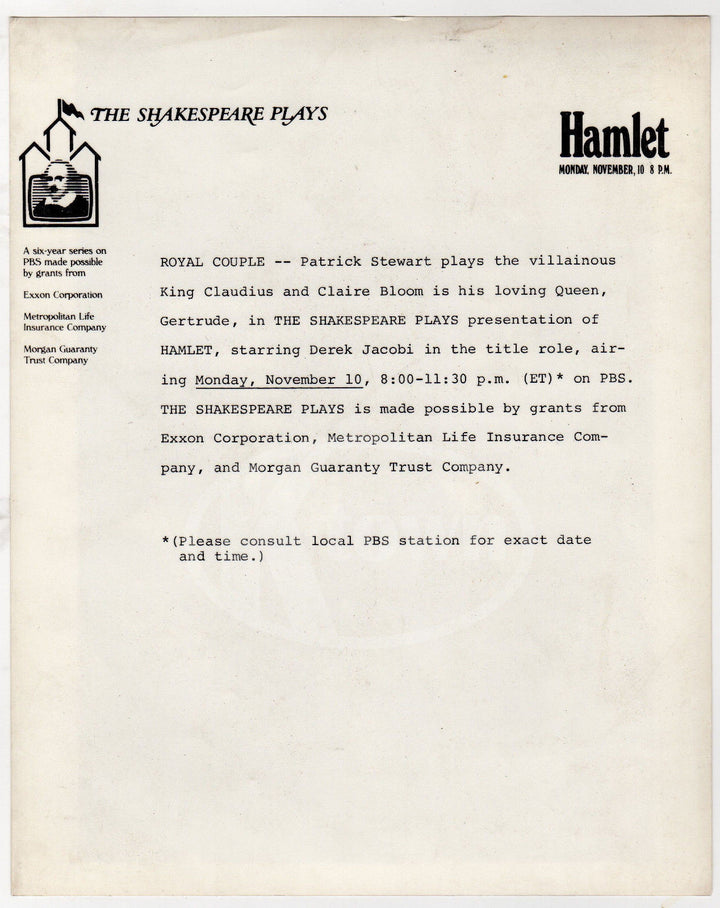 PATRICK STEWART KING CLAUDIUS ACTOR VINTAGE SHAKESPEARE HAMLET STAGE PHOTO - K-townConsignments