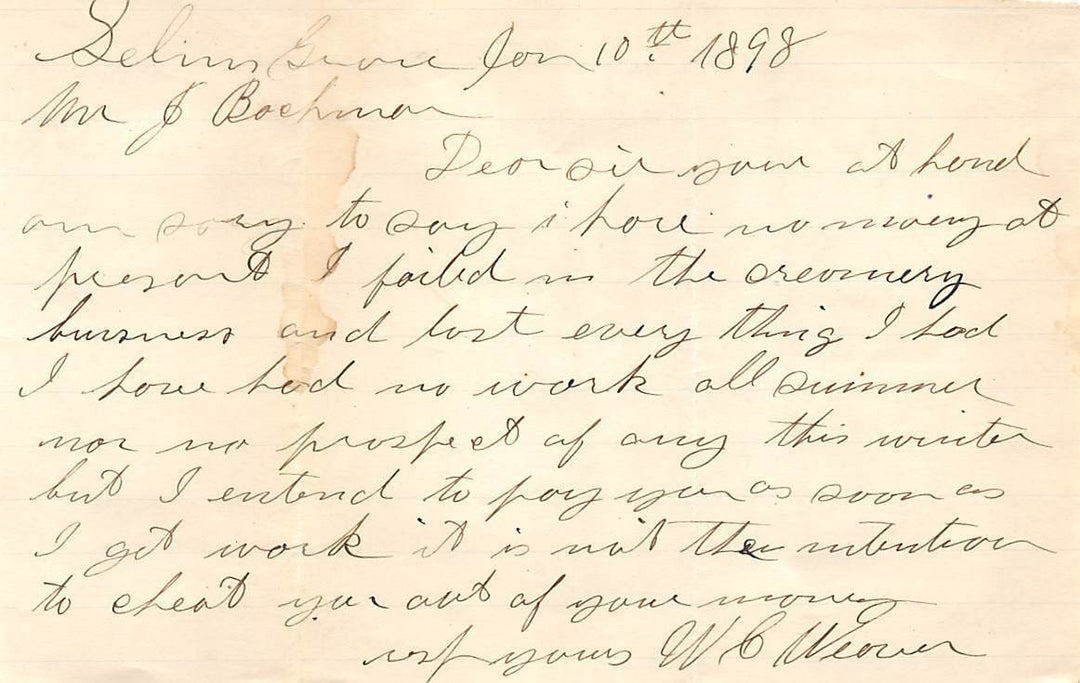 W. C. WEAVER KEMPTON PENNSYLVANIA FARMING ANTIQUE AUTOGRAPH SIGNED LETTER 1898 - K-townConsignments