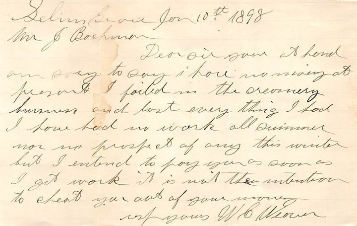 W. C. WEAVER KEMPTON PENNSYLVANIA FARMING ANTIQUE AUTOGRAPH SIGNED LETTER 1898 - K-townConsignments