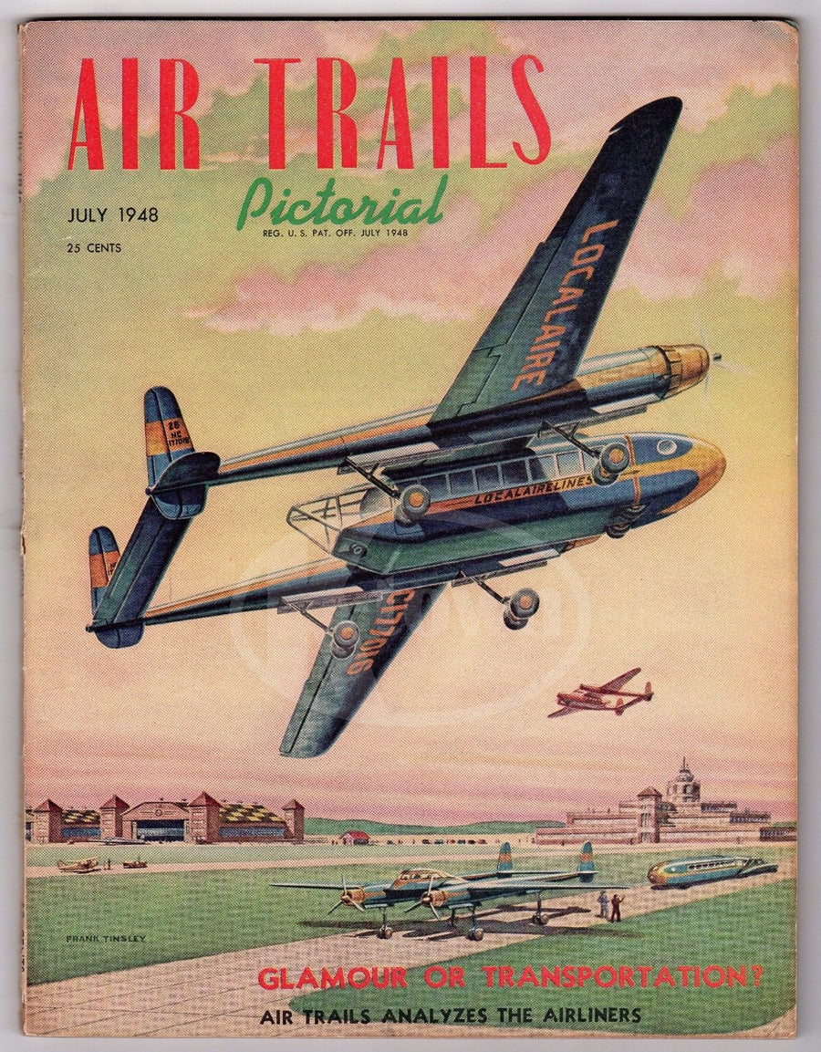 AIR TRAILS ANTIQUE GRAPHIC AVIATION MAGAZINE AIRBUS CUTAWAY AIRPLANE POSTER 1948 - K-townConsignments