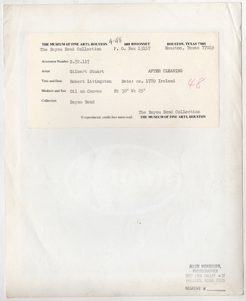 ROBERT LIVINGSTON PAINTING BY GILBERT STUART VINTAGE MUSUEM GALLERY PHOTO 1948 - K-townConsignments