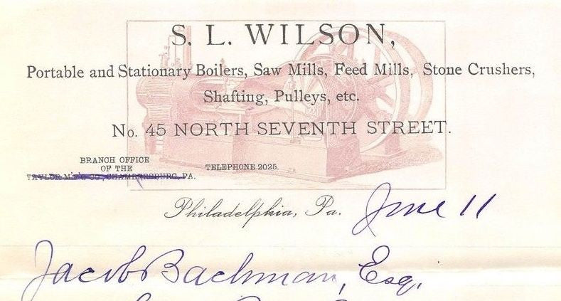 S. L. WILSON BOILERS INDUSTRIAL MACHINERY ANTIQUE GRAPHIC ADVERTISING LETTERHEAD - K-townConsignments